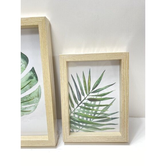 Sealed Set of 3 Leaves Botanical Leaf Minimalist Photo Wooden Frames Art New - Picture 4 of 11